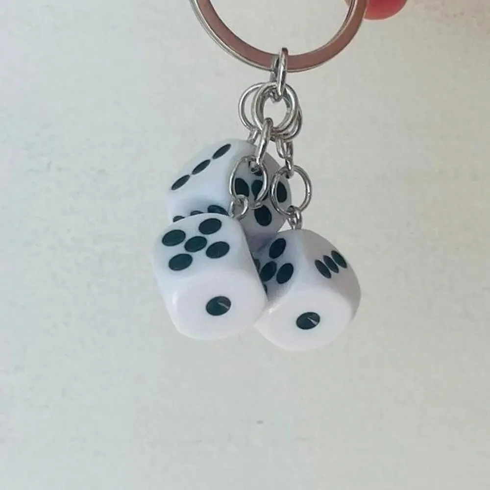 Y2k 2000s vintage style white dice key chain